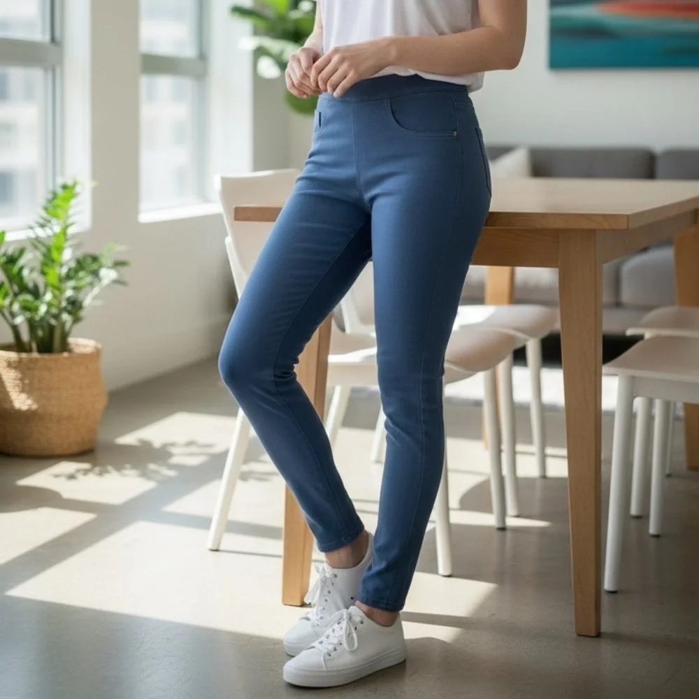 SPANX Blue Jean Colour Leggings - Size Small - Picture 2 of 7